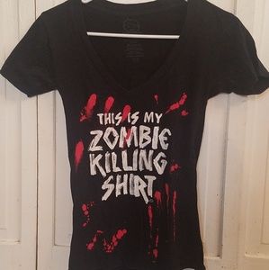 Black V-neck "Zombie Killing Shirt" - Small